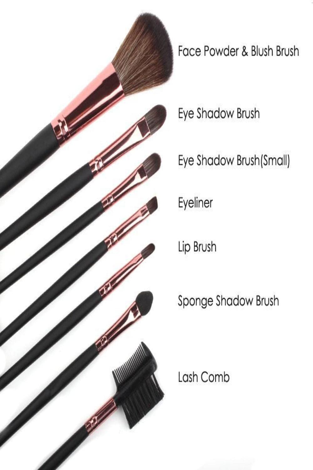 Golden Breeze Essential Makeup Brush Set With Gold Faux Leather Case - 7 Pack - TGC Boutique - Makeup Brushes