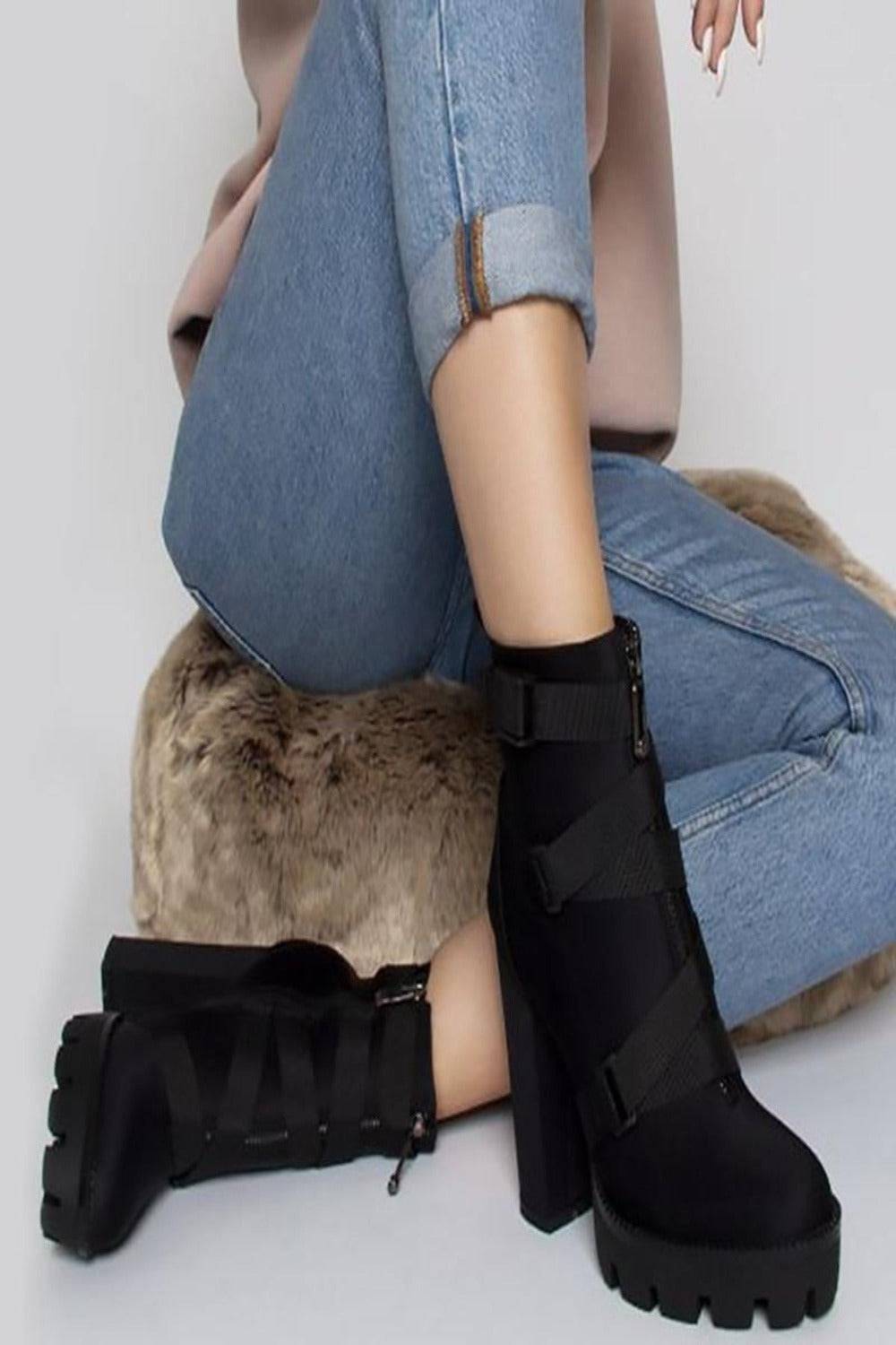 Goth High Heels Platform Ankle Boots - TGC Boutique - Black Boots