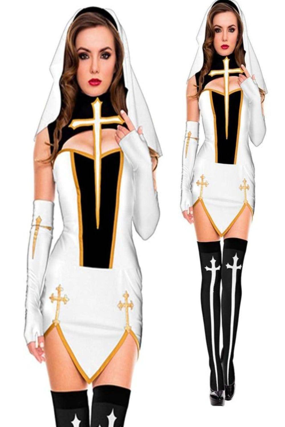 Gothic Cross Cosplay Costume Stocking Thigh High Socks - TGC Boutique - Stockings