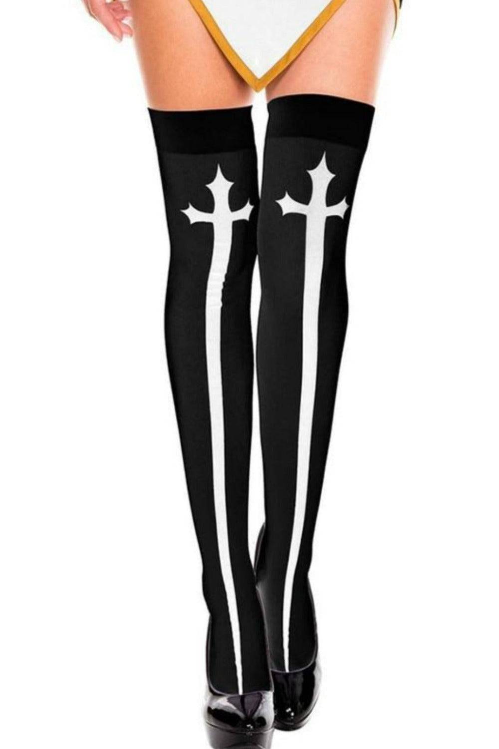 Gothic Cross Cosplay Costume Stocking Thigh High Socks - TGC Boutique - Stockings