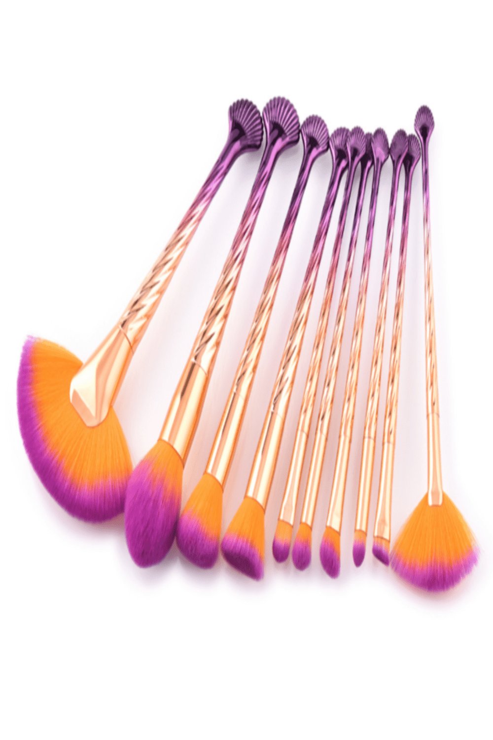 Gradient Orange And Purple Makeup Brush Set - 10 Pack - TGC Boutique - Makeup Brush Set