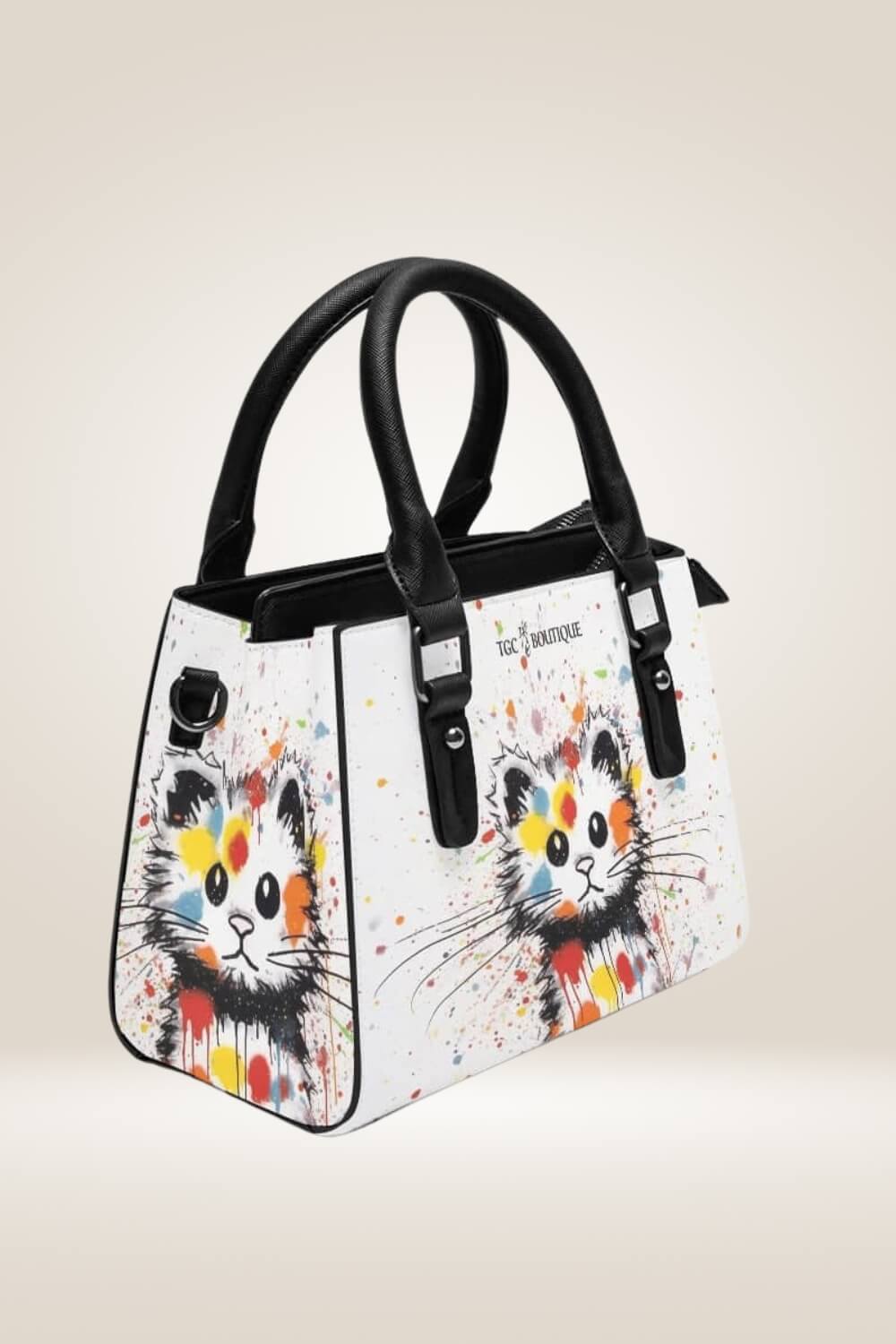 Graffiti Cat Faux Leather Shoulder Bag - TGC Boutique - Shoulder Bag