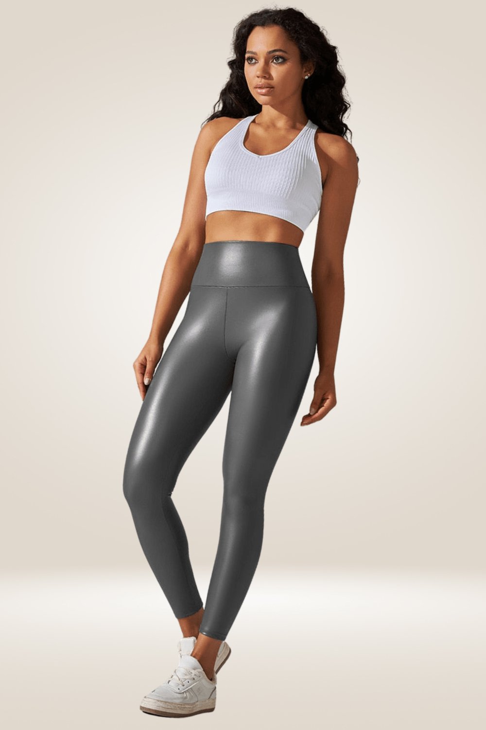 Gray High Waisted Faux Leather Leggings - TGC Boutique - Leggings