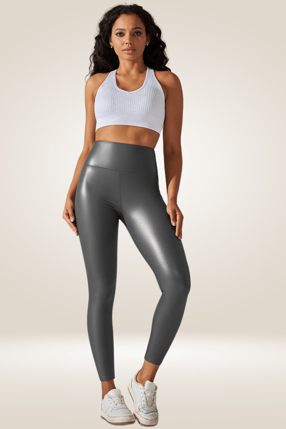 Gray High Waisted Faux Leather Leggings - TGC Boutique - Leggings