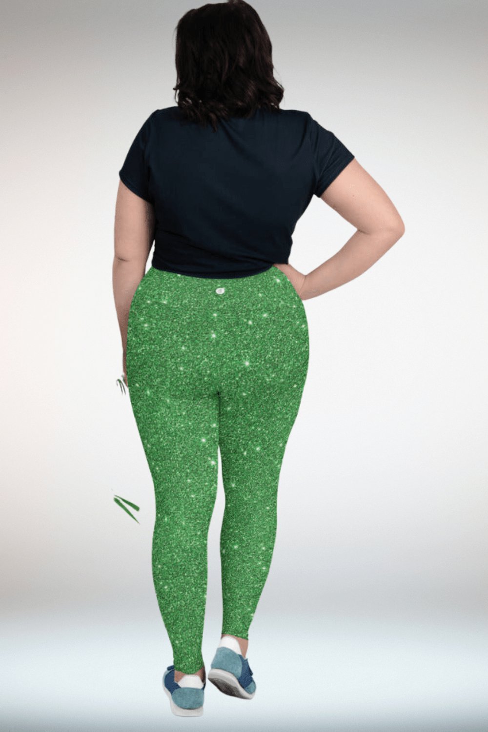 Green Glitter Print Plus Size Leggings - TGC Boutique - Leggings