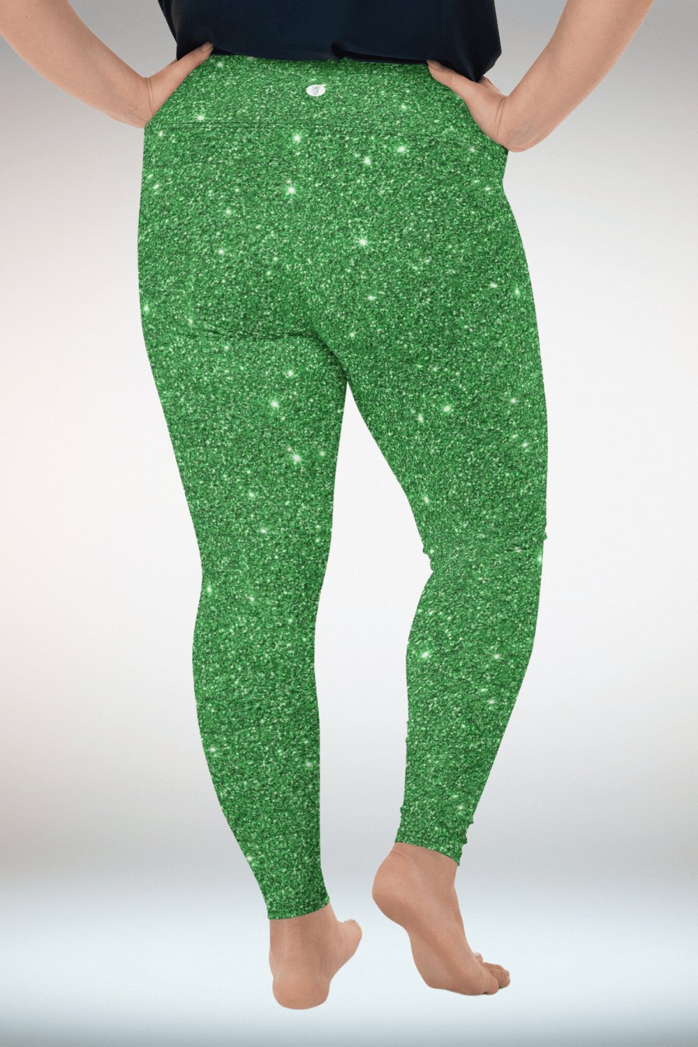 Green Glitter Print Plus Size Leggings - TGC Boutique - Leggings