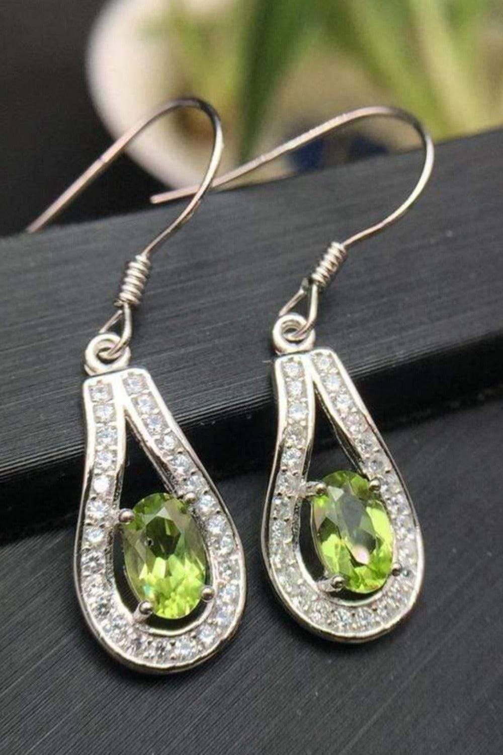 Green Peridot Drop Earrings - TGC Boutique - Earrings