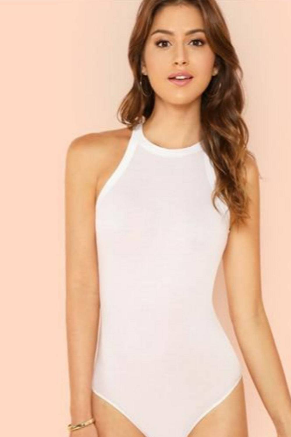Halter Neck Sleeveless Thong Bodysuit - TGC Boutique - Thong Bodysuit