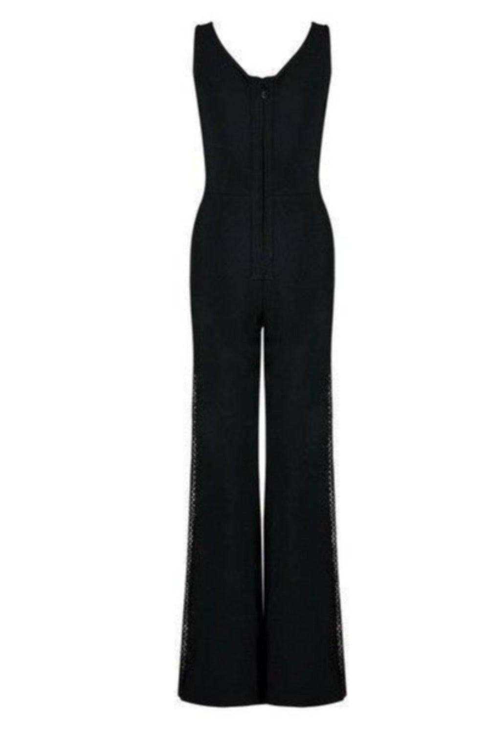 Hanna Black Lace Up Jumpsuit - TGC Boutique - Black Jumpsuits