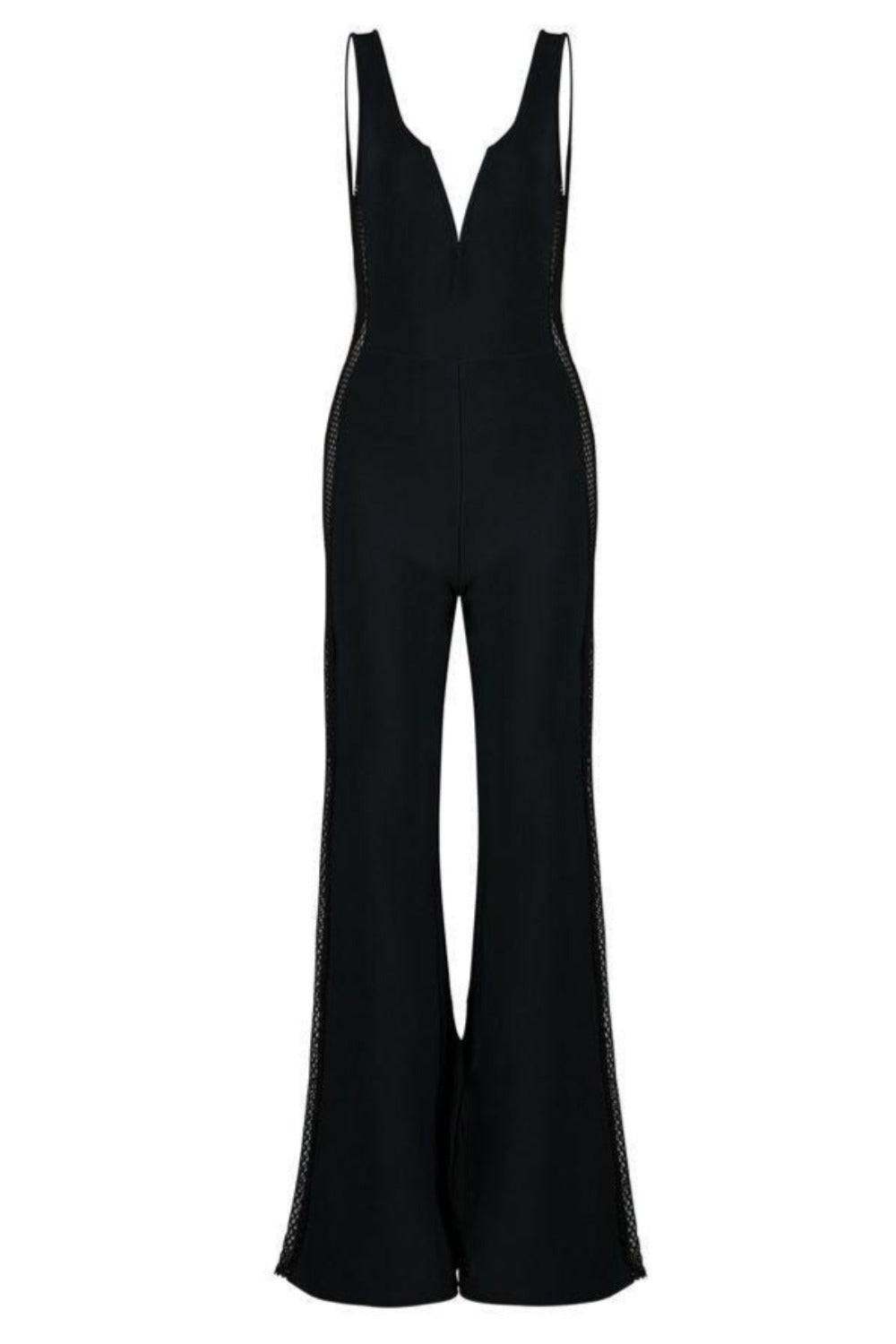 Hanna Black Lace Up Jumpsuit - TGC Boutique - Black Jumpsuits
