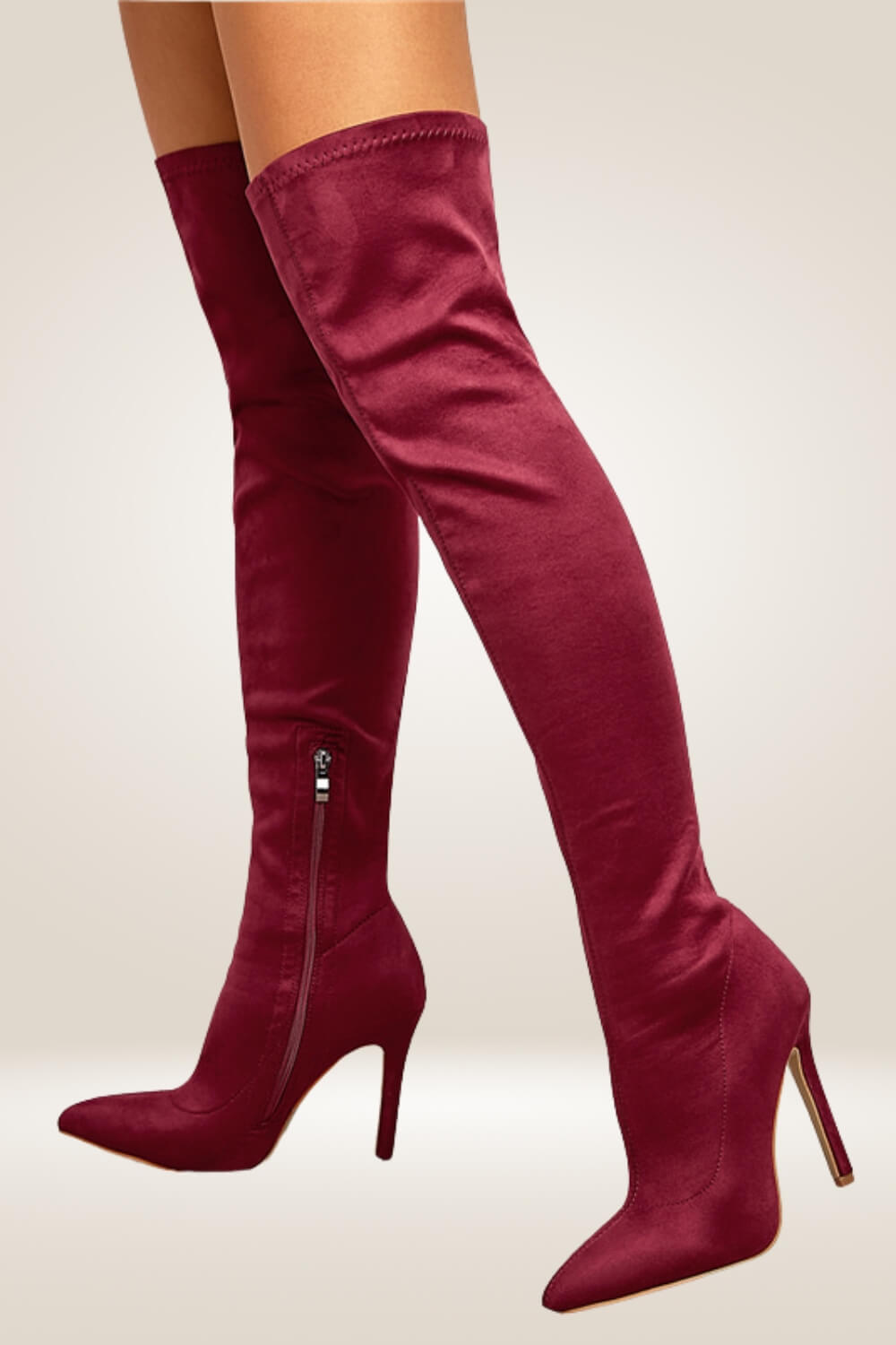 High Heel Wine Red Over The Knee Boots - TGC Boutique - Boots