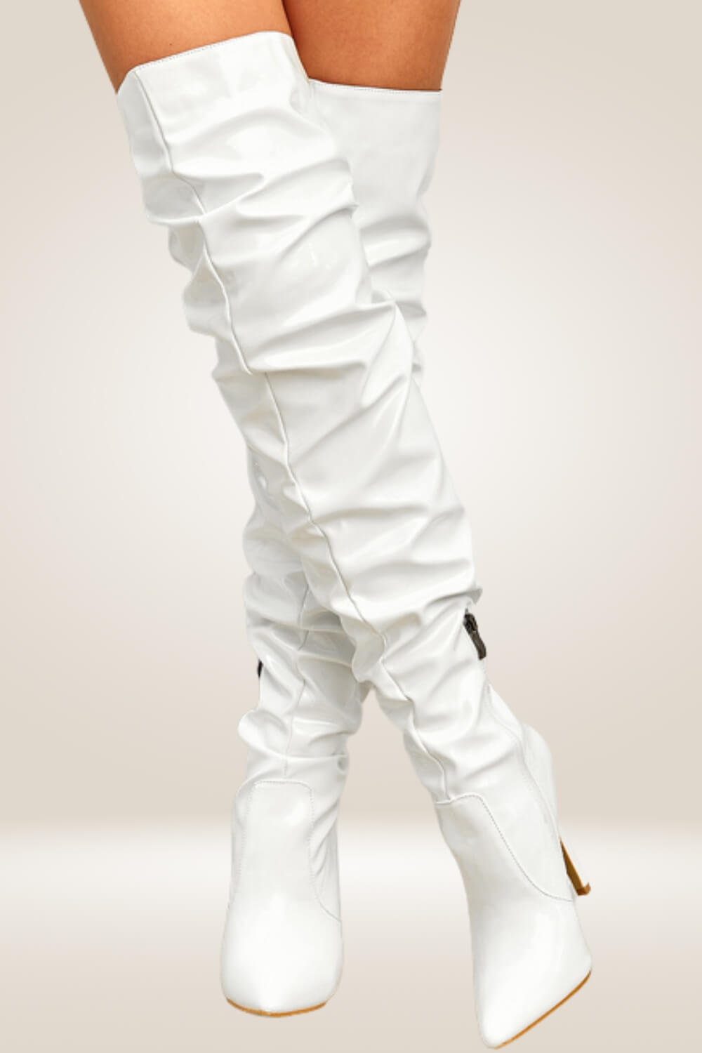High Heels White Over The Knee Boots - TGC Boutique - Boots