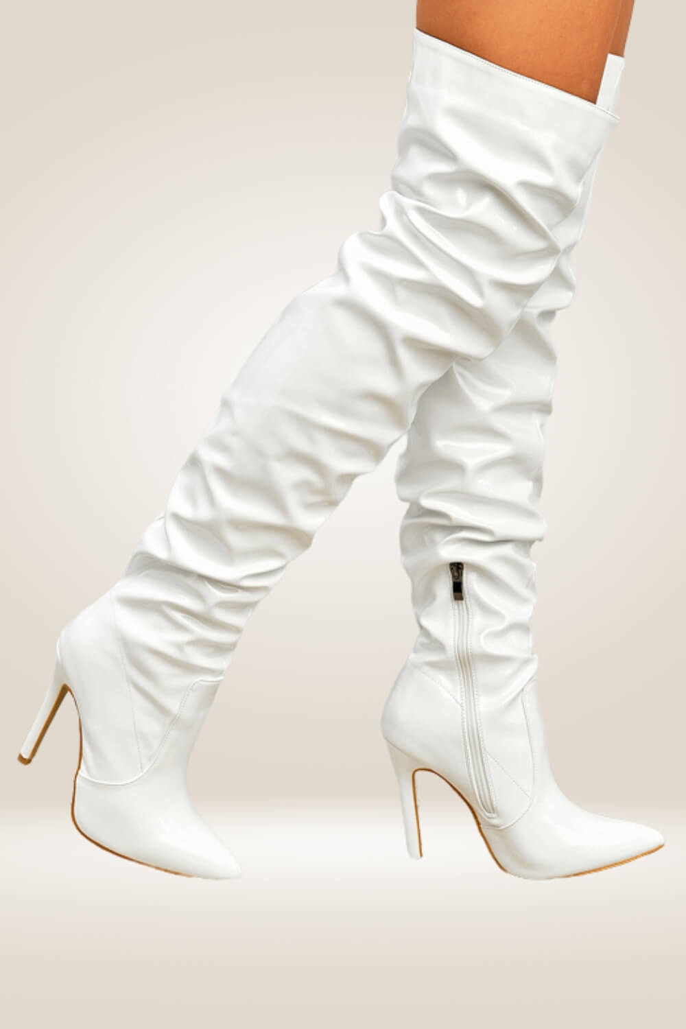 High Heels White Over The Knee Boots - TGC Boutique - Boots