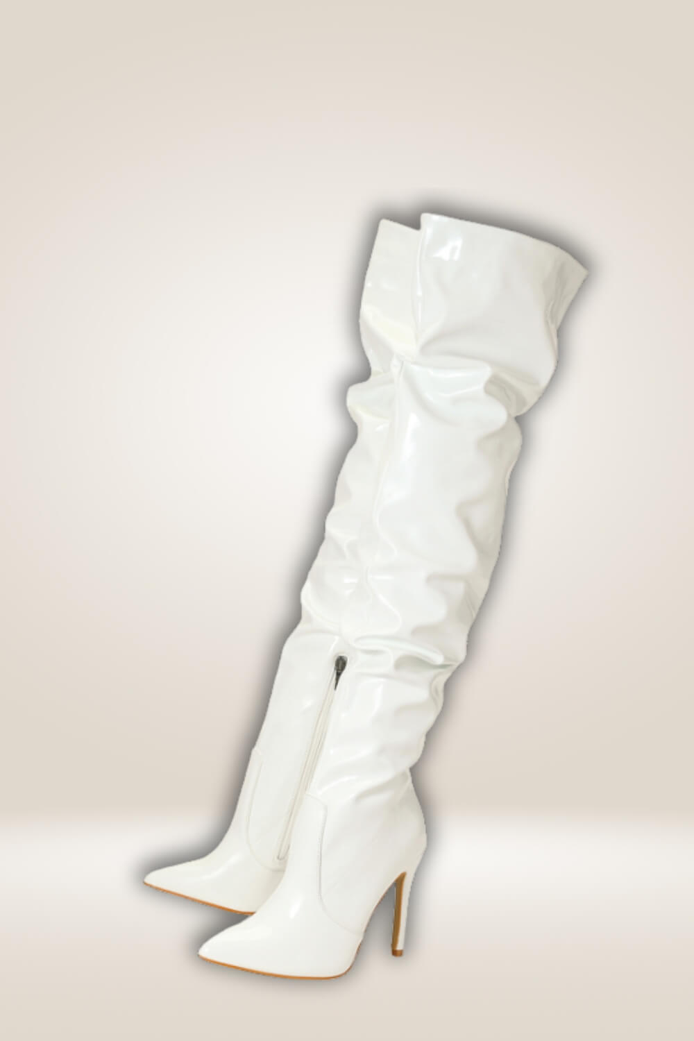 High Heels White Over The Knee Boots - TGC Boutique - Boots