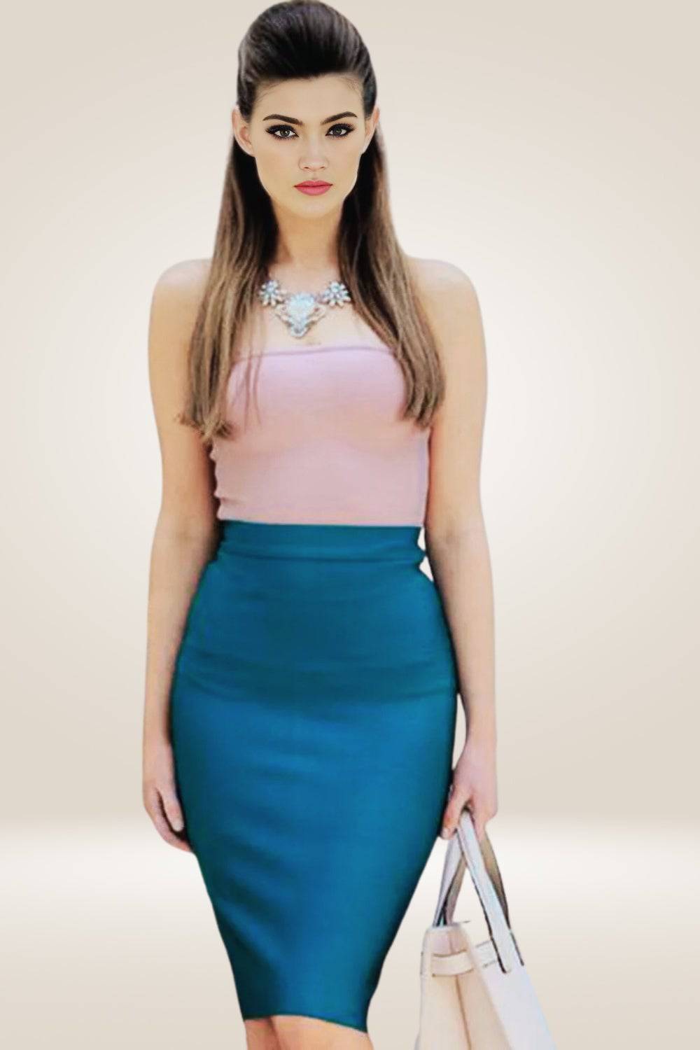 High Waisted Green Midi Skirt - TGC Boutique - Skirt