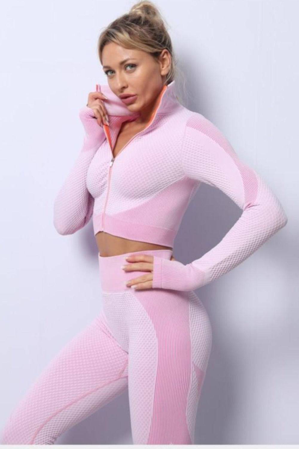 High Waisted Tummy Control Leggings & Top 3 Piece Set - TGC Boutique - 2 Piece Set