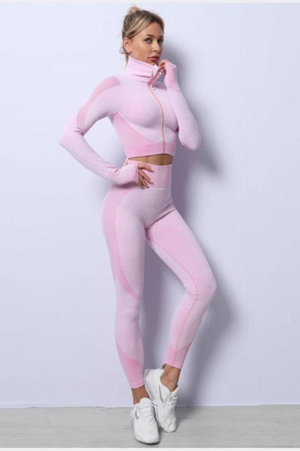 High Waisted Tummy Control Leggings & Top 3 Piece Set - TGC Boutique - 2 Piece Set