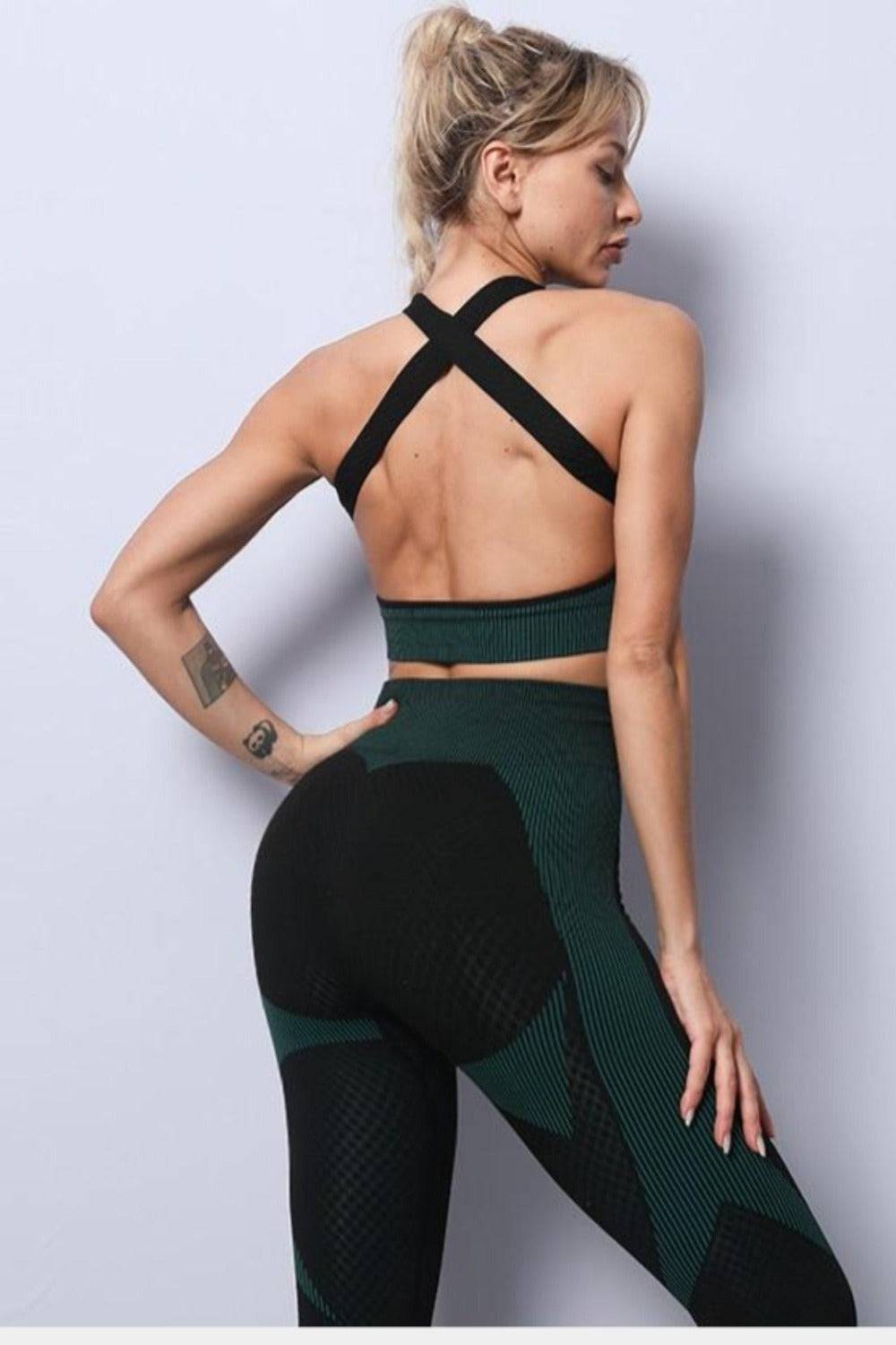 High Waisted Tummy Control Leggings & Top 3 Piece Set - TGC Boutique - 2 Piece Set