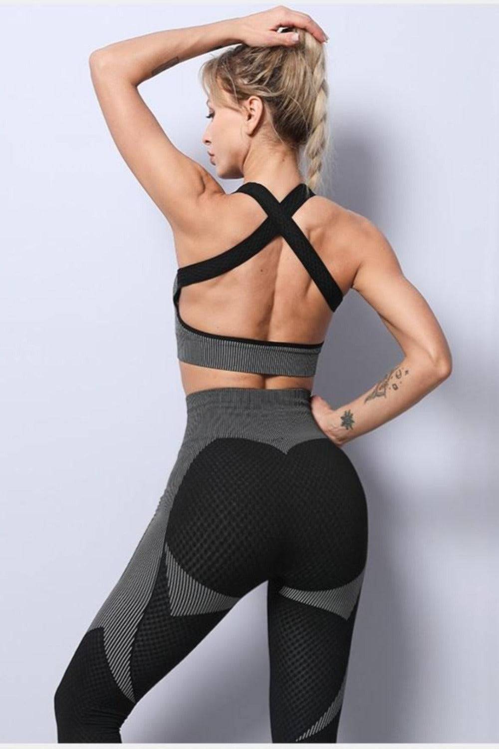 High Waisted Tummy Control Leggings & Top 3 Piece Set - TGC Boutique - 2 Piece Set