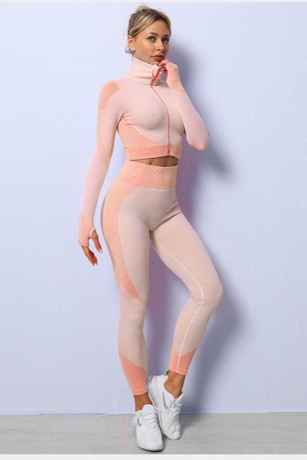 High Waisted Tummy Control Leggings & Top 3 Piece Set - TGC Boutique - 2 Piece Set