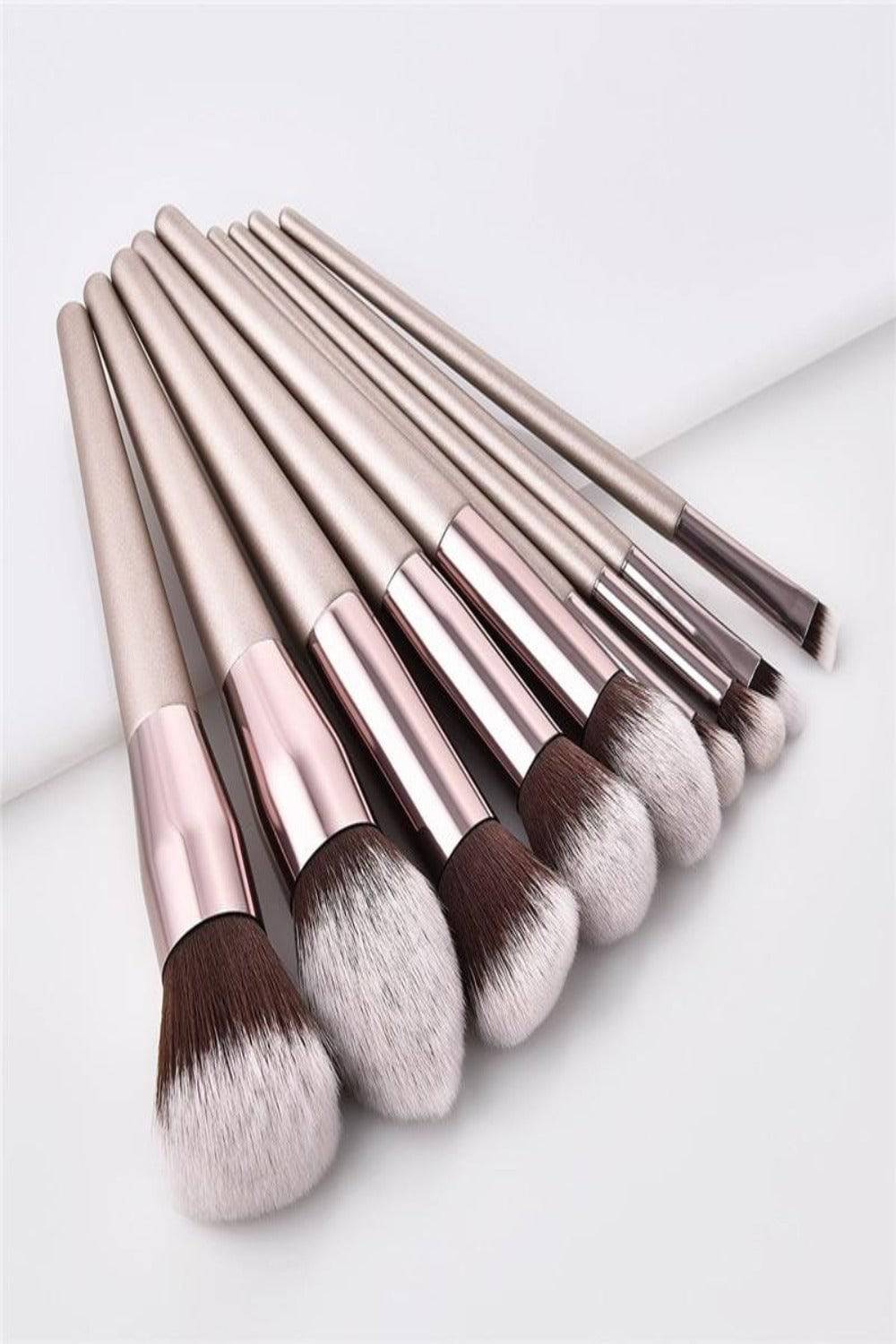 Kabuki Blending Champagne Makeup Brush Set - 10 Pcs - TGC Boutique - Makeup Brush Set
