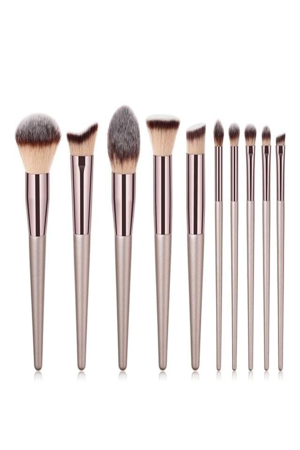 Kabuki Blending Champagne Makeup Brush Set - 10 Pcs - TGC Boutique - Makeup Brush Set