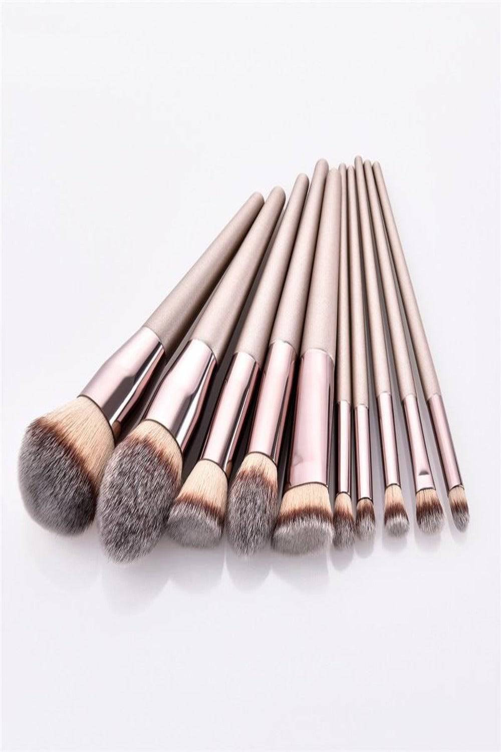 Kabuki Blending Champagne Makeup Brush Set - 10 Pcs - TGC Boutique - Makeup Brush Set