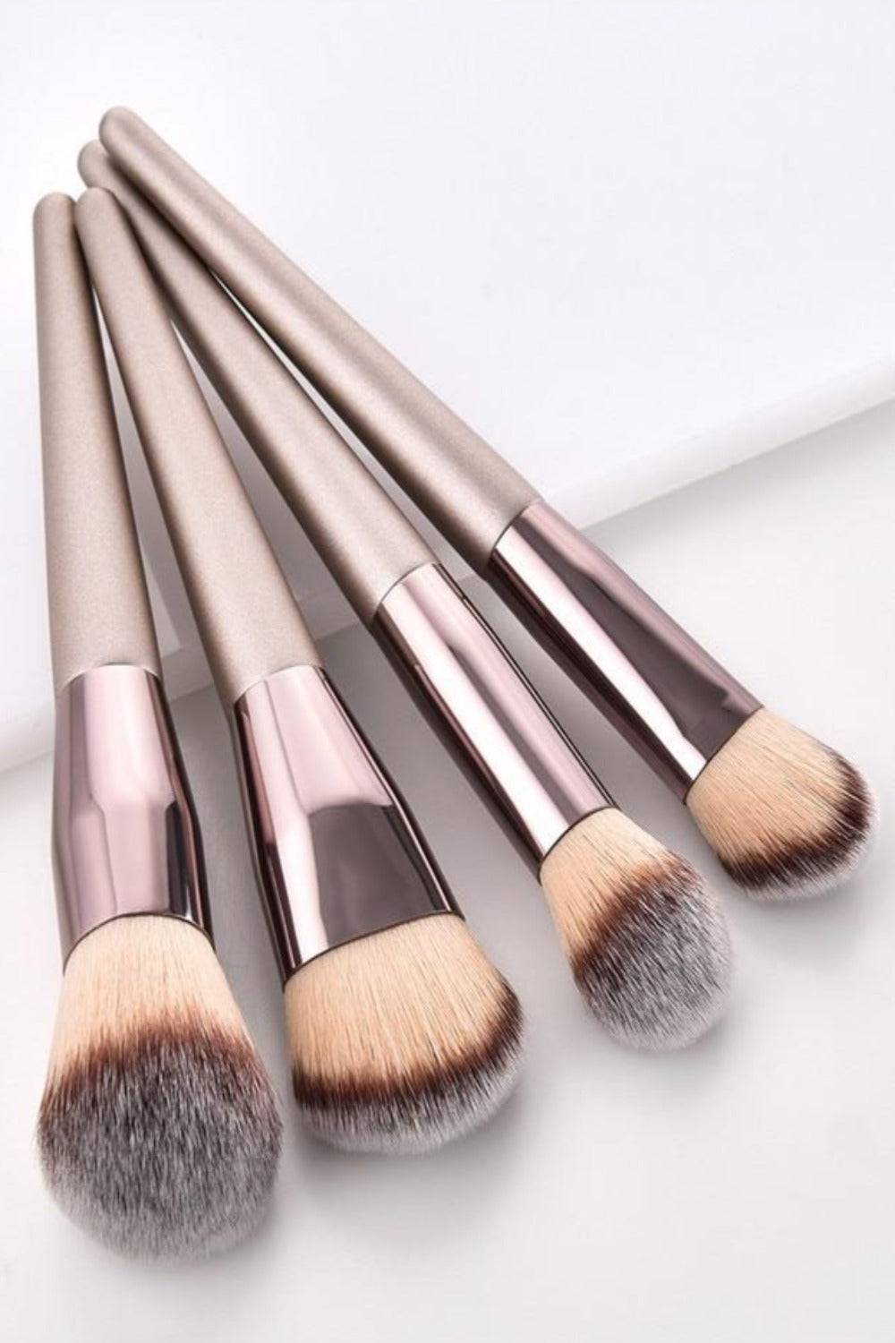 Kabuki Blending Champagne Makeup Brush Set - 10 Pcs - TGC Boutique - Makeup Brush Set