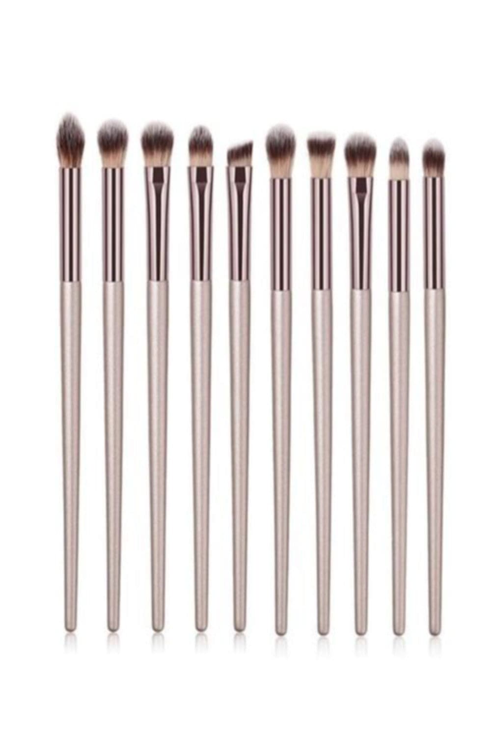 Kabuki Blending Champagne Makeup Brush Set - 10 Pcs - TGC Boutique - Makeup Brush Set