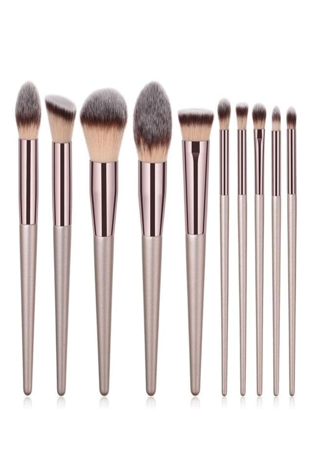Kabuki Blending Champagne Makeup Brush Set - 10 Pcs - TGC Boutique - Makeup Brush Set