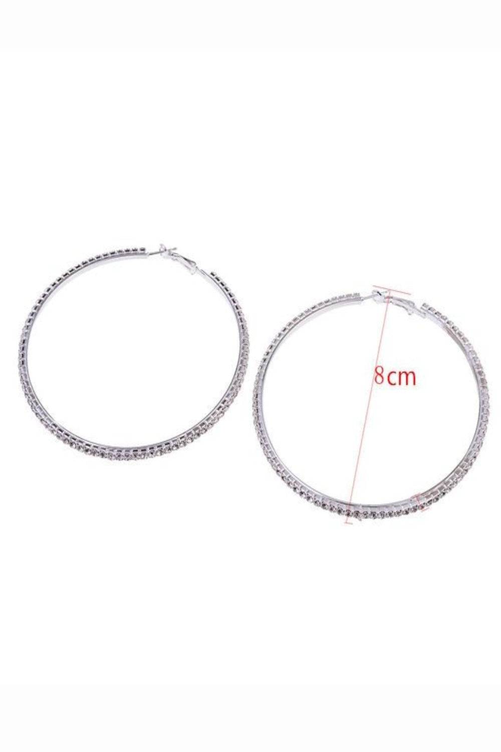 Keep Up With Me Rhinestone Big Hoop Earrings - TGC Boutique - Hoop Earrings