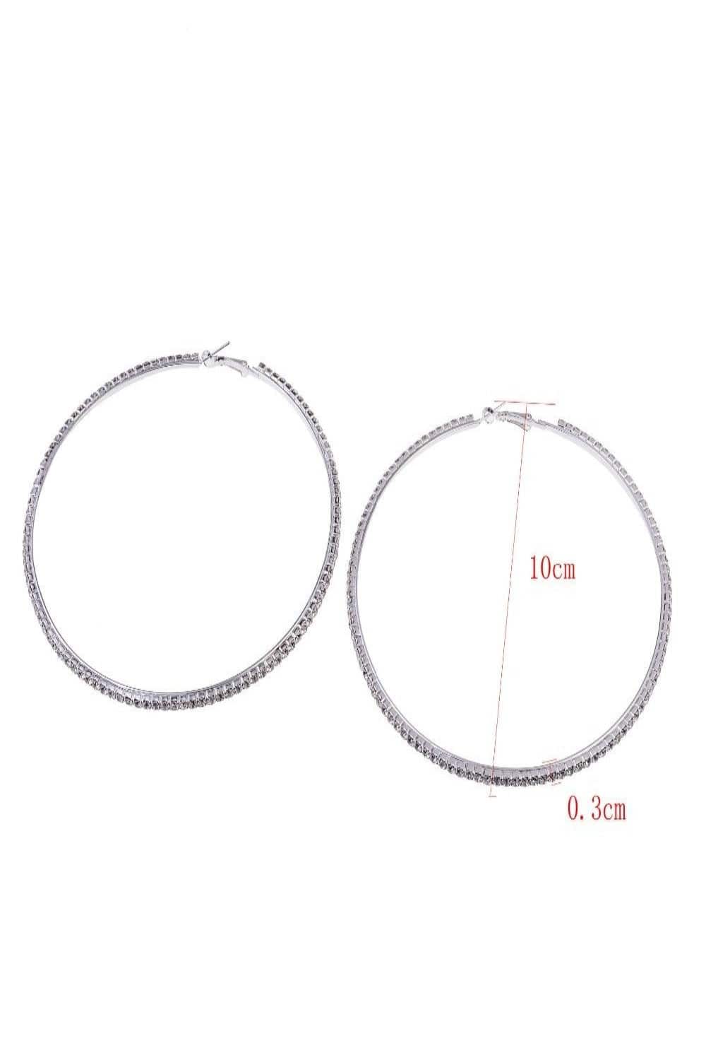 Keep Up With Me Rhinestone Big Hoop Earrings - TGC Boutique - Hoop Earrings