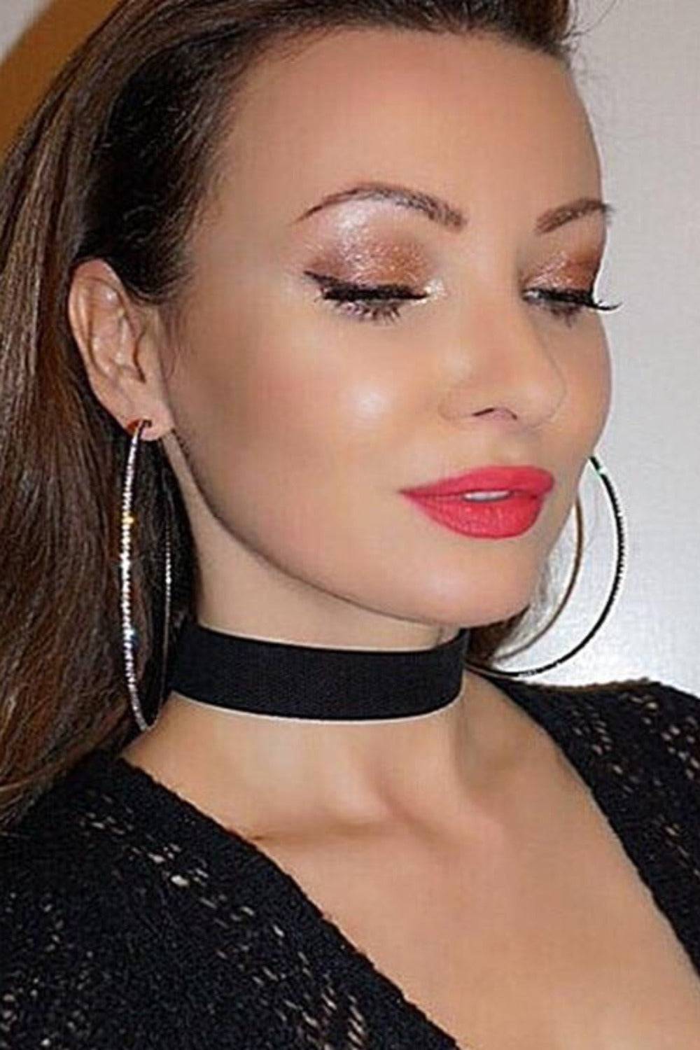 Keep Up With Me Rhinestone Big Hoop Earrings - TGC Boutique - Hoop Earrings