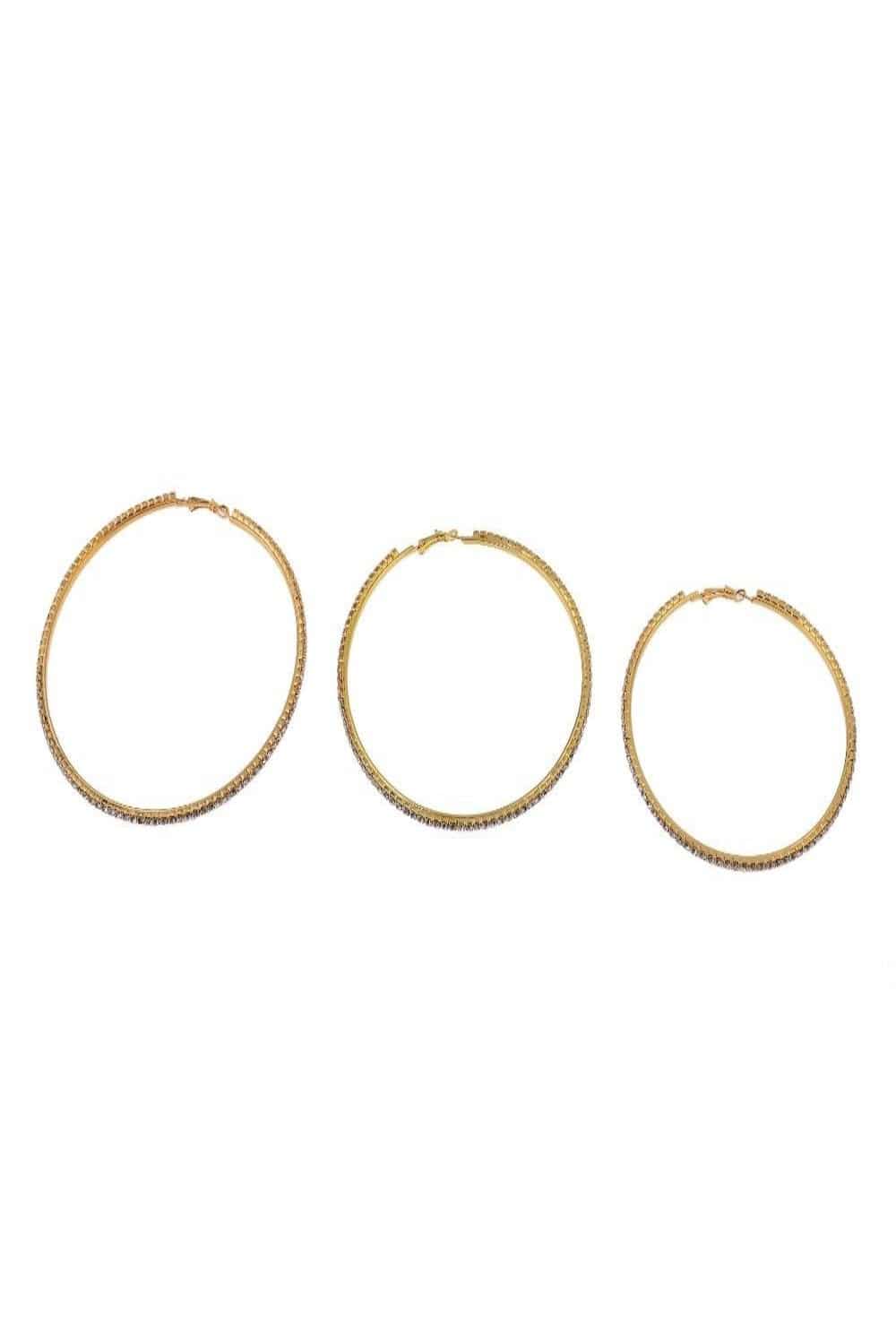 Keep Up With Me Rhinestone Big Hoop Earrings - TGC Boutique - Hoop Earrings
