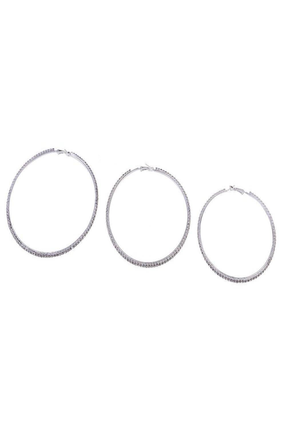 Keep Up With Me Rhinestone Big Hoop Earrings - TGC Boutique - Hoop Earrings