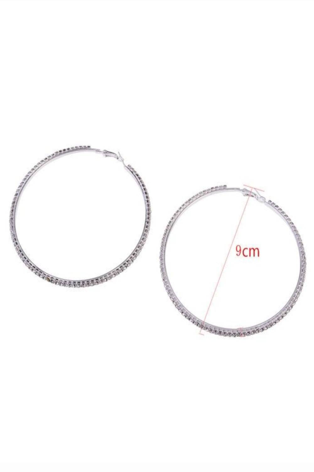 Keep Up With Me Rhinestone Big Hoop Earrings - TGC Boutique - Hoop Earrings