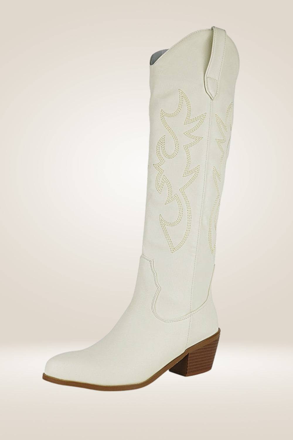 Knee High Cowboy Boots In Beige - TGC Boutique - Cowboy Boots