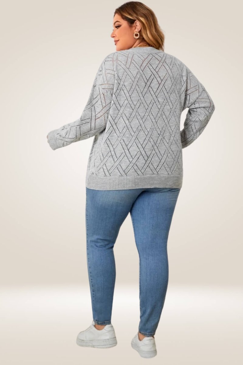 Knitted Gray Plus Size Sweater - TGC Boutique - Sweater