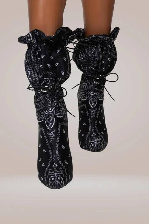 Lace Up High Heel Ankle Boots - TGC Boutique - High Heel Boots