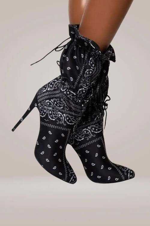 Lace Up High Heel Ankle Boots - TGC Boutique - High Heel Boots
