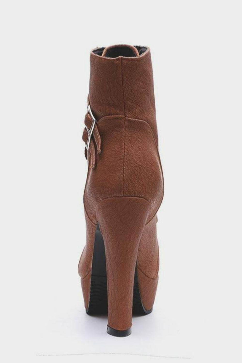 Lace Up Platform Biker Boots - Brown - TGC Boutique - Ankle Booties