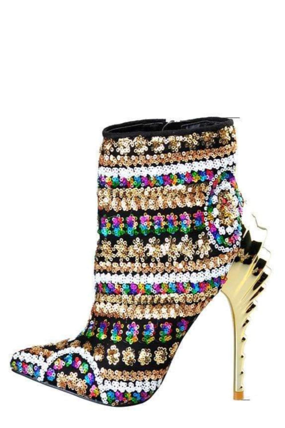 Lady Chick Gold Ankle High Heel Boots - TGC Boutique - Ankle Boots