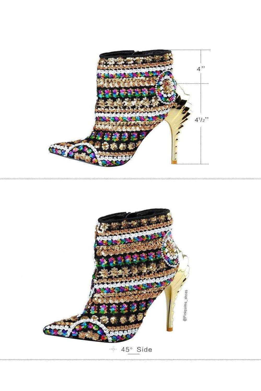 Lady Chick Gold Ankle High Heel Boots - TGC Boutique - Ankle Boots
