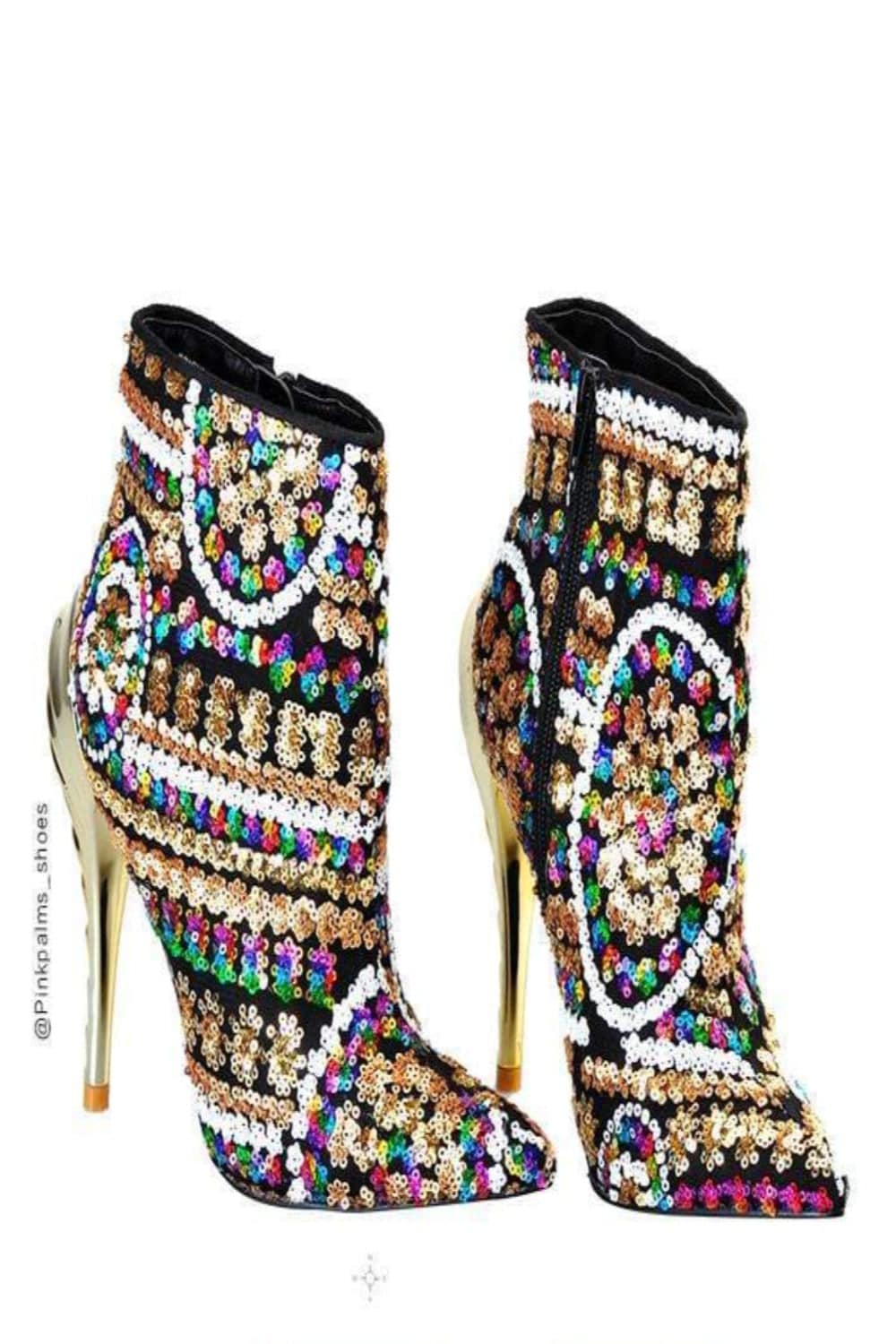 Lady Chick Gold Ankle High Heel Boots - TGC Boutique - Ankle Boots