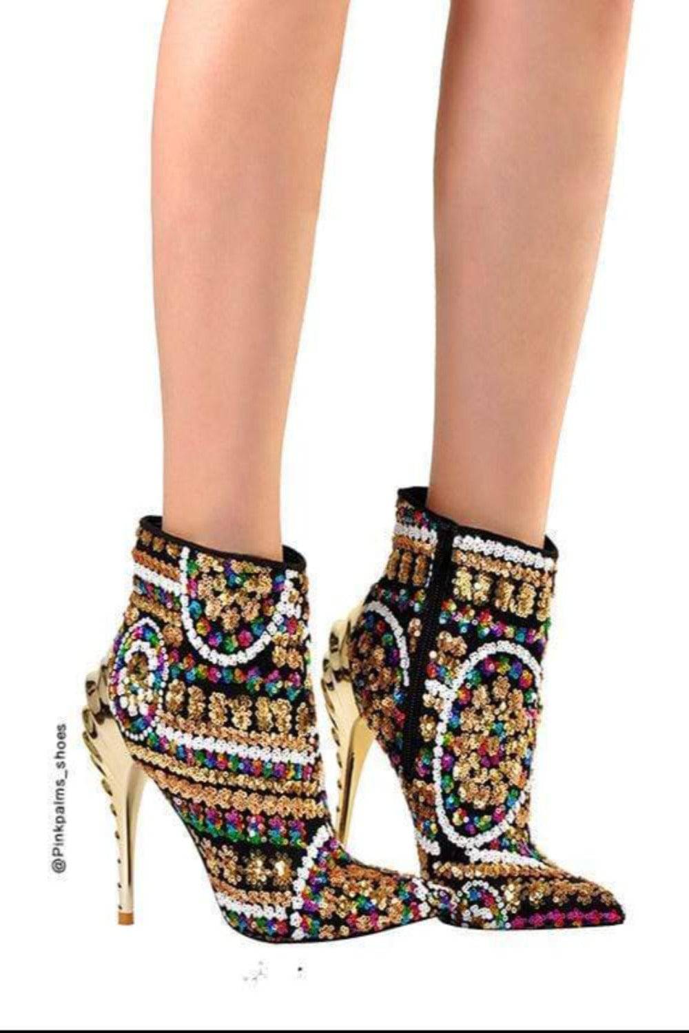 Lady Chick Gold Ankle High Heel Boots - TGC Boutique - Ankle Boots