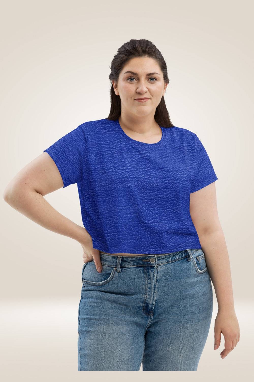 Leather Print Blue Crop Top - TGC Boutique - Crop Top