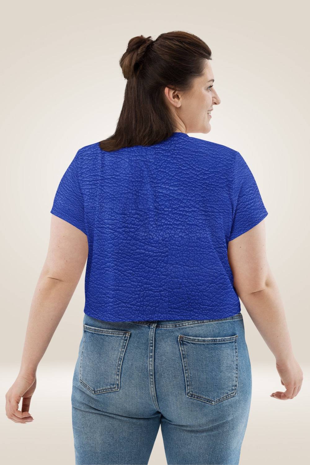 Leather Print Blue Crop Top - TGC Boutique - Crop Top