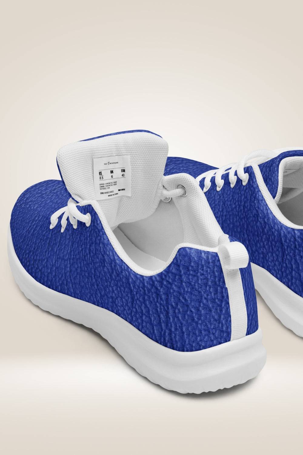 Leather Print Lace Up Blue Sneakers - TGC Boutique - Sneakers