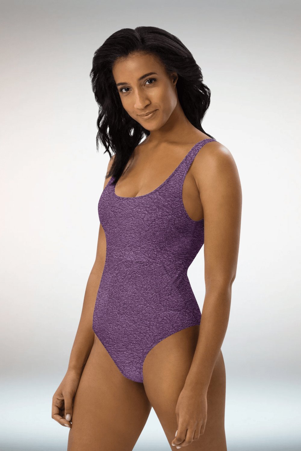 Leather Print Purple One Piece Swimsuit - TGC Boutique - One Piece Swimsuit