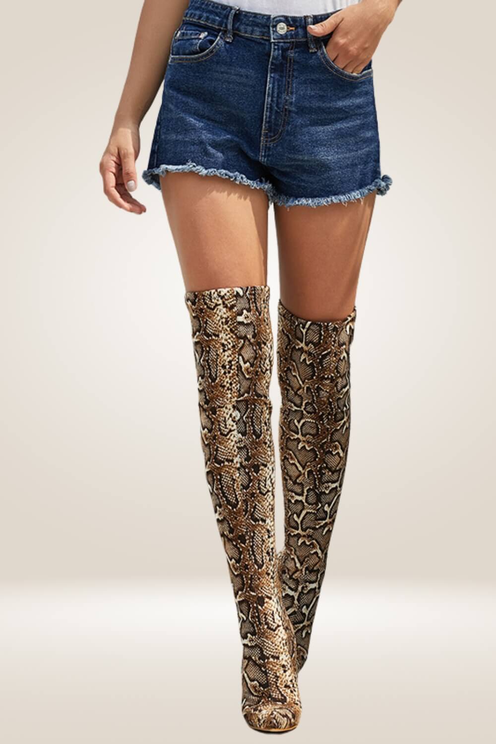 Leopard Over The Knee High Heel Boots - TGC Boutique - Boots